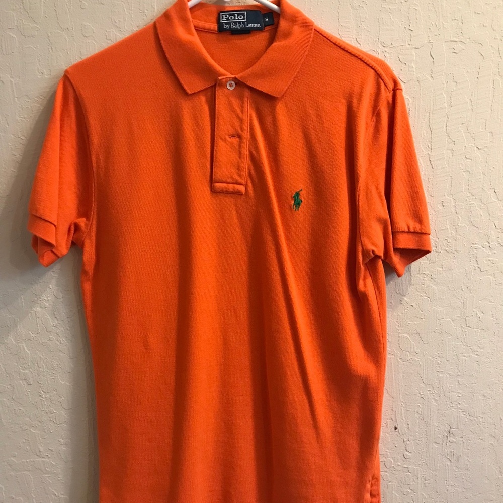 Polo Ralph Lauren orange pique polo shirt size S